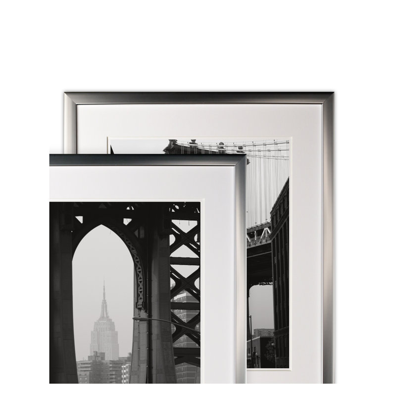 New York Crossing, reproduction de photo en noir et blanc avec quincaillerie de fixation, Argent argent