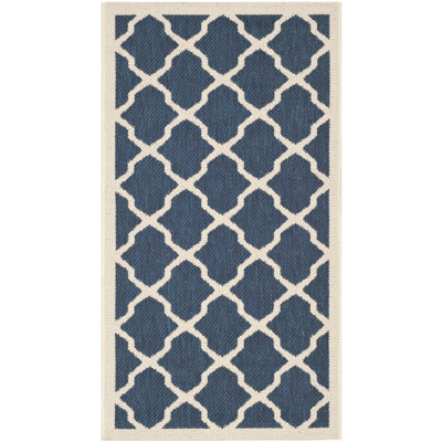 Kerr Hooked Navy/Beige Indoor/Outdoor Rug