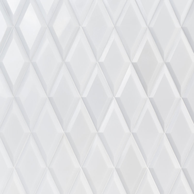 Macon Beveled Marble Tile 5.51'' W x 11.81'' L Natural Stone Singular Tile, White