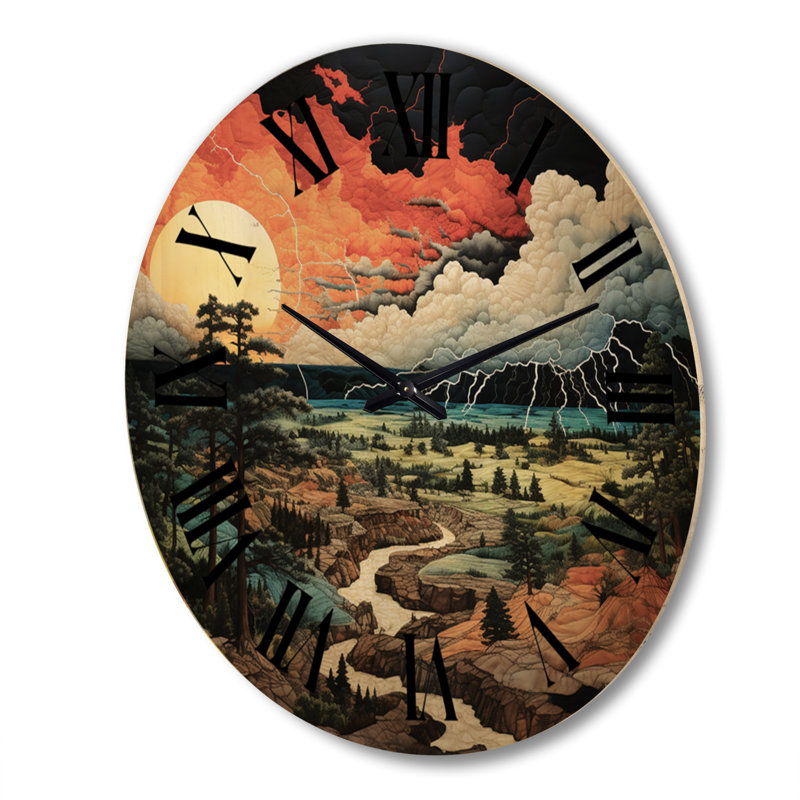 Horloge murale en bois massif Pateros, Très grand