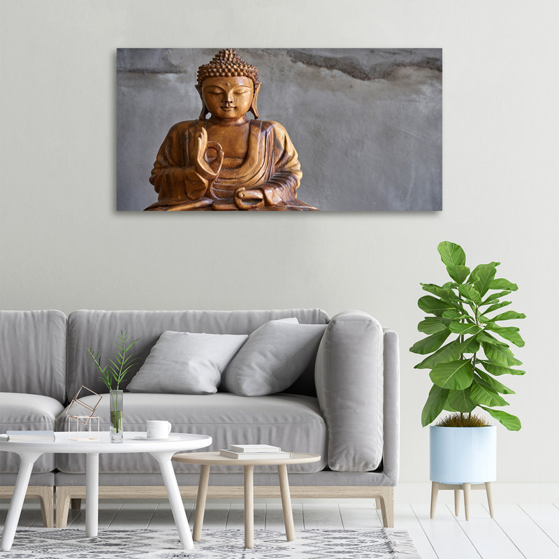 Wooden Buddha - No Frame Print on Canvas