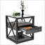 Ensemble de 2 tables de bout modernes avec tiroir - Tables de chevet pour chambre à coucher et salon, panneau de fibres à densité moyenne en bois naturel et plateau en verre trempé, style industriel-939289897