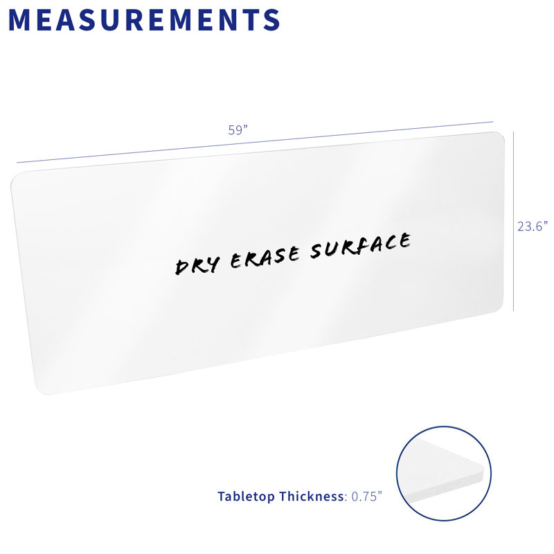 Universal Table Top for Sit to Stand Desk Frames, Whiteboard, 1-Piece, 60" x 24"
