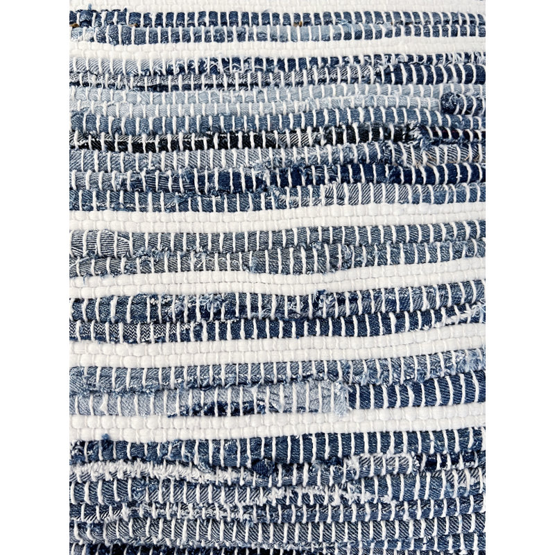 Billy Artisanal Hand-Woven Recycled Denim Pouf
