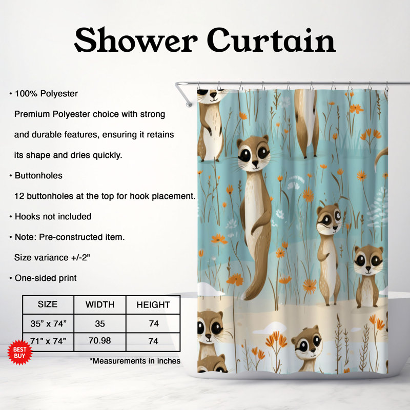 Rideau de douche Mekerat Curiosity - Premium, L 71 po x L 74 po