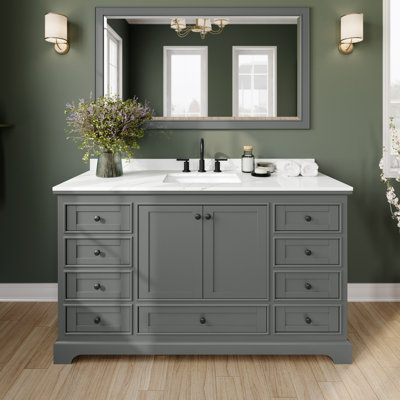 Ensemble de meuble-lavabo simple 60 po avec comptoir en quartz Deborah