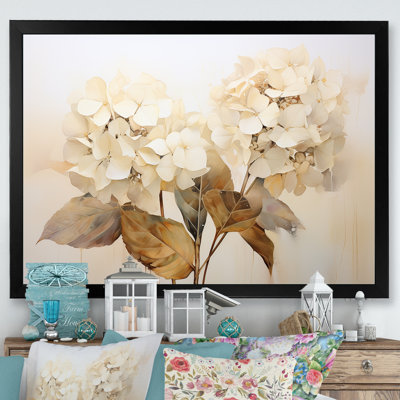Vintage Minimalism Hydrangea On Canvas Print