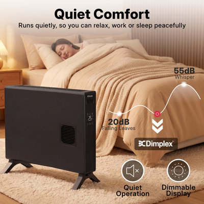 Dimplex HeatLite 2kW Smart Convector Heater with Turbo Fan, WiFi, Timer, Black