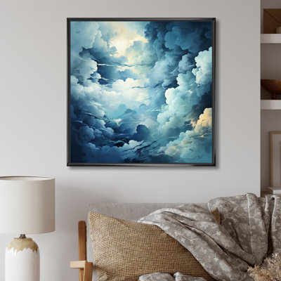 Tempête de nuages bleus et blancs sur toile