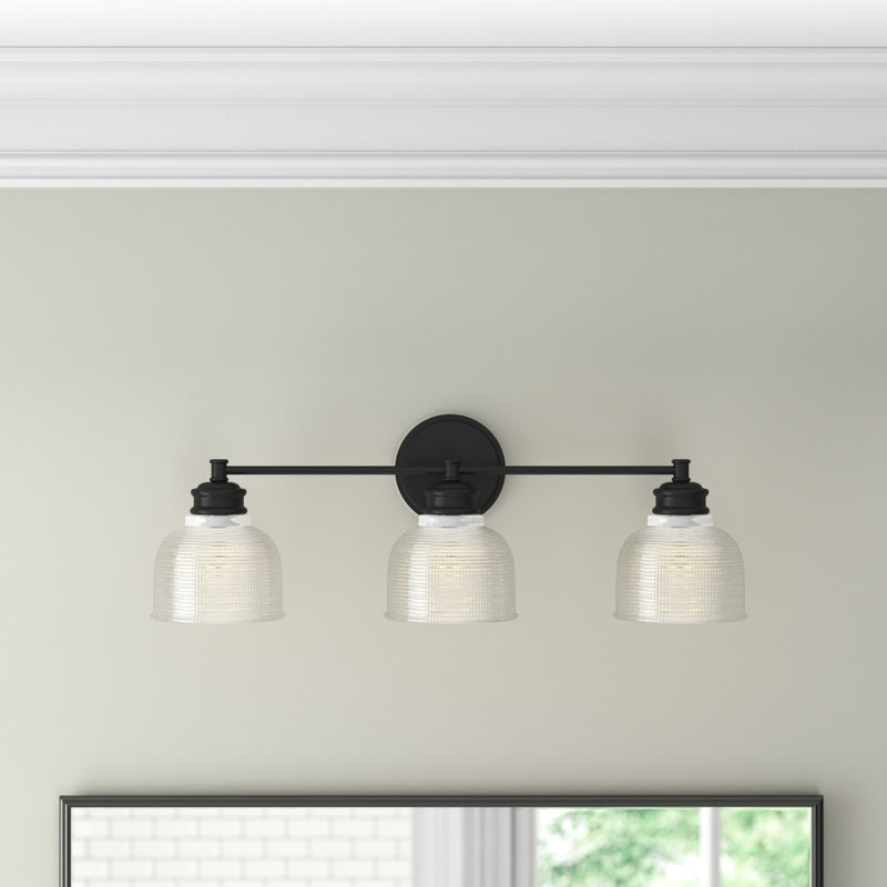 Matte Black 3-Light Vanity Fixture with Clear Glass Shades