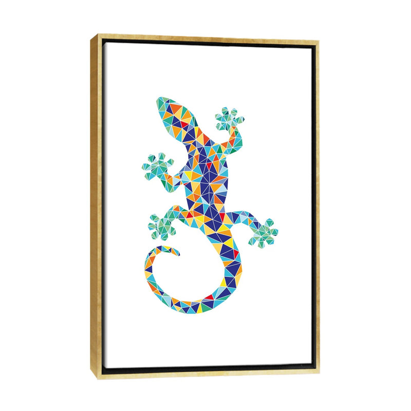 Gaudi Mosaic Dragon - impression d'art graphique, H 60 po x l 40po x P 1,5 po, Toile encadrée d'or