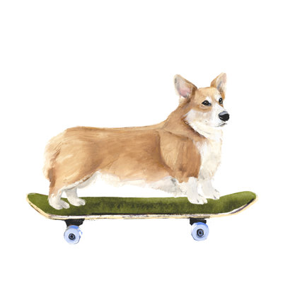 Pups on Wheels III 1 Piece Wrapped Canvas Painting