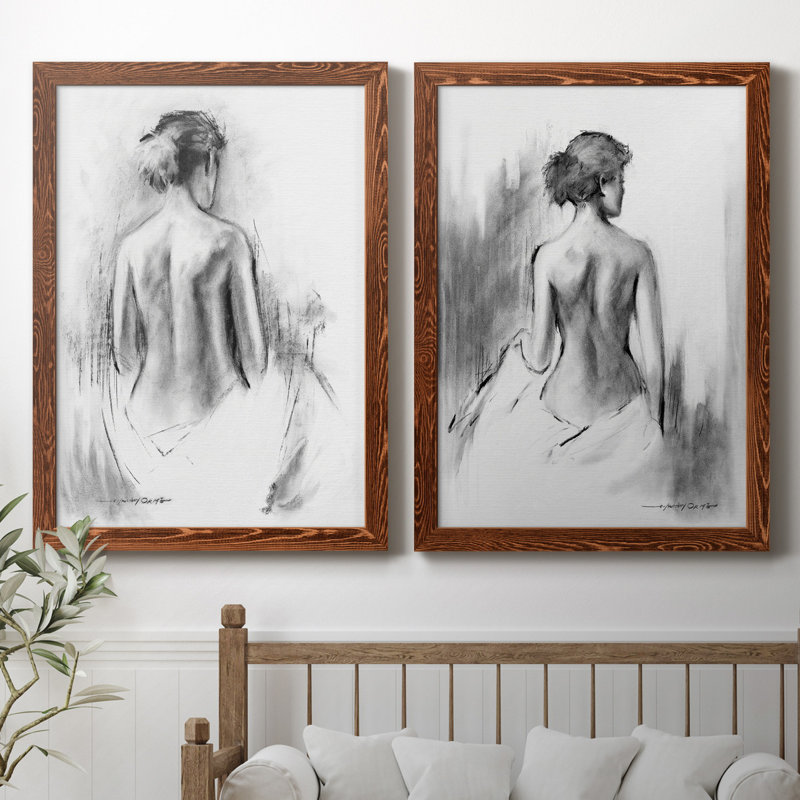 «Soft Silhouette III», ensemble de 2 reproductions d'art, H 37,5 po x l 55 po x P 1,5 po, Toile avec cadre érable