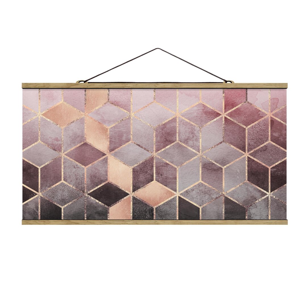 Grafikdruck Pink Grey Golden Geometry von Elisabeth Fredriksson