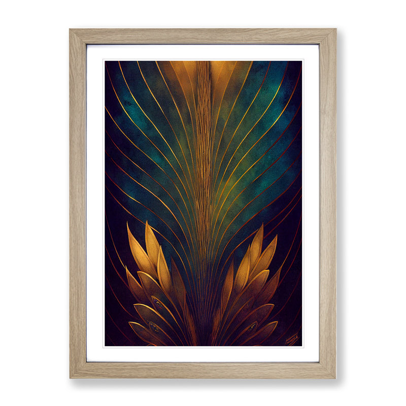 XV1022-4018X Special Feathers No.1 - Single Picture Frame Print, Oak, 64cm H x 46cm W x 2cm D