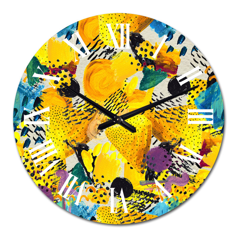 Horloge murale jaune et bleue, Moyen