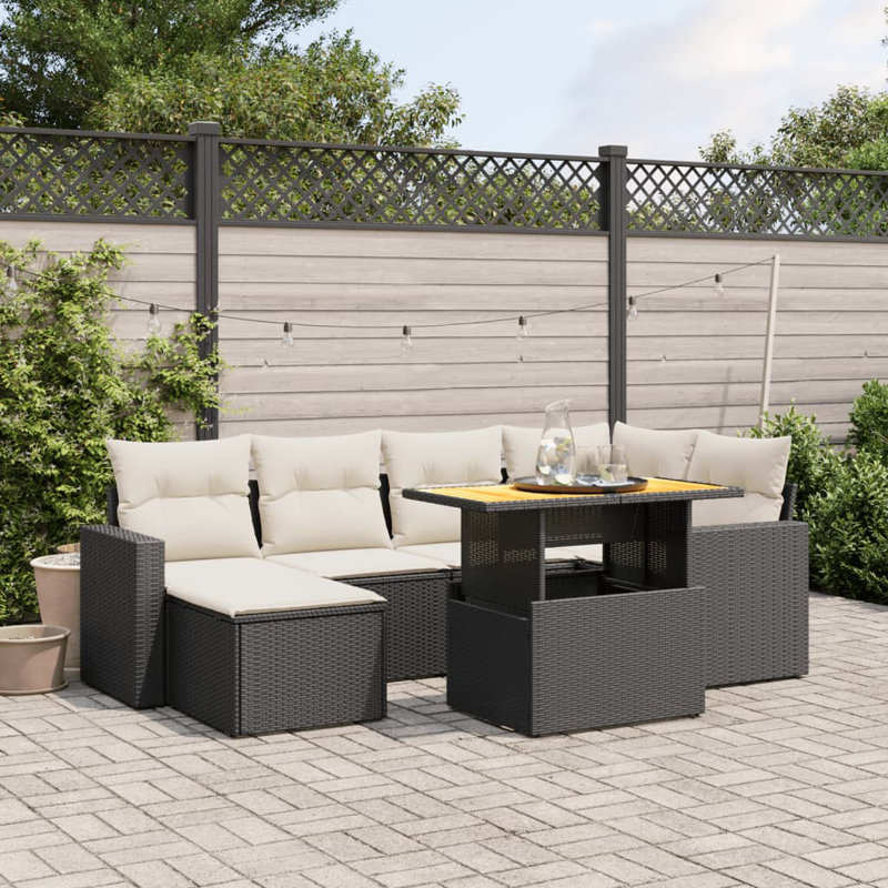 Vidaxl Garden Sofa Set Black, Cream White