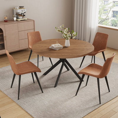 45.3"l Round Modern Kitchen Dining Table With 32.4"h Dining Chair by George Oliver