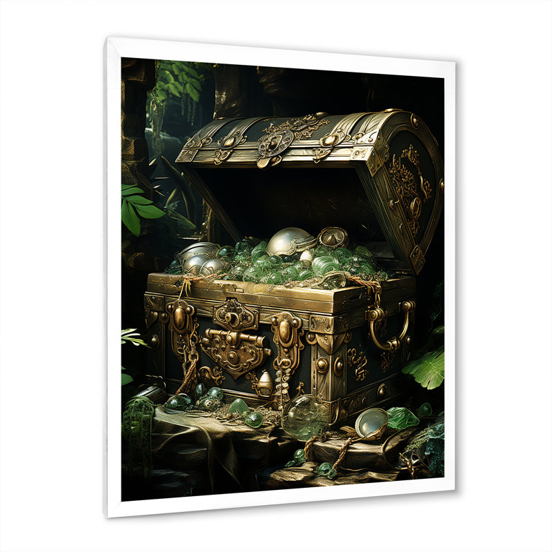 «Sea Robber Hidden Treasures Chest» sur impression sur toile, Cadre photo blanc, H 40 po x l 30 po x P 1,5 po