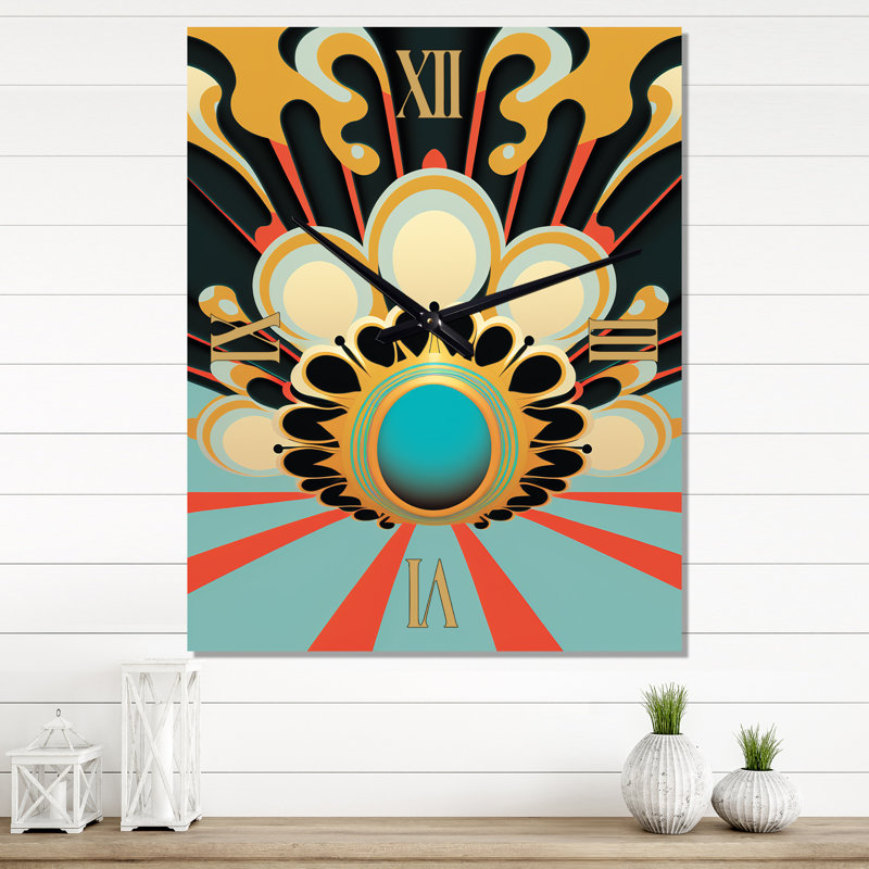 Horloge murale abstraite Blue Moon Rising II, H 28 po x l 12 po x P 1 po