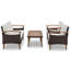 Mobilier de jardin 4 pièces, ensemble de sièges de patio, ensemble de canapé d'extérieur en rotin PE, table et pieds en bois, brun et beige
