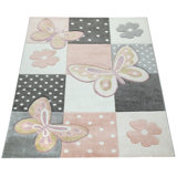 Caban Grey/White/Pink Area Rug