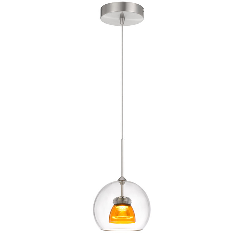 Luminaire suspendu géométrique à 1 lumière Lamanna, Transparent / jaune