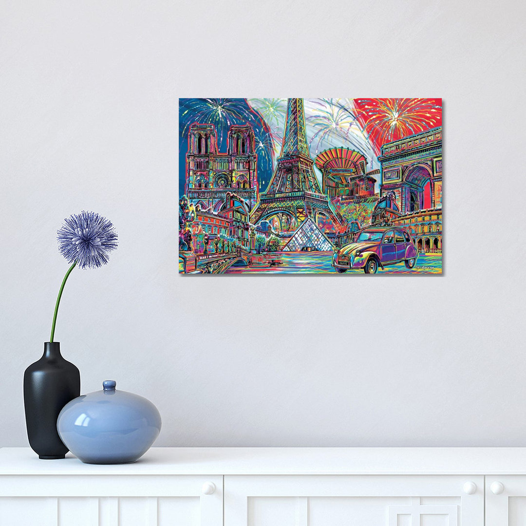 Paris Pop Art by P.D. Moreno - Graphic Art Print on Canvas