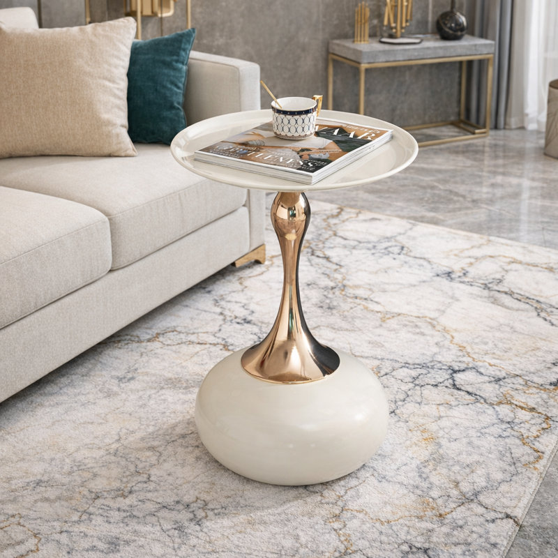Living Room Small Coffee Table Bed Table Table Side Table, Beige