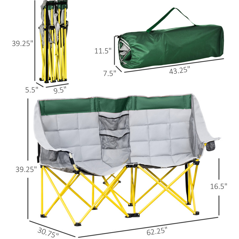 Portable Outdoor Chair With Cup Holder And Stable Frame For Various Occasions Camping Lightweight & Carry Bag - Gray