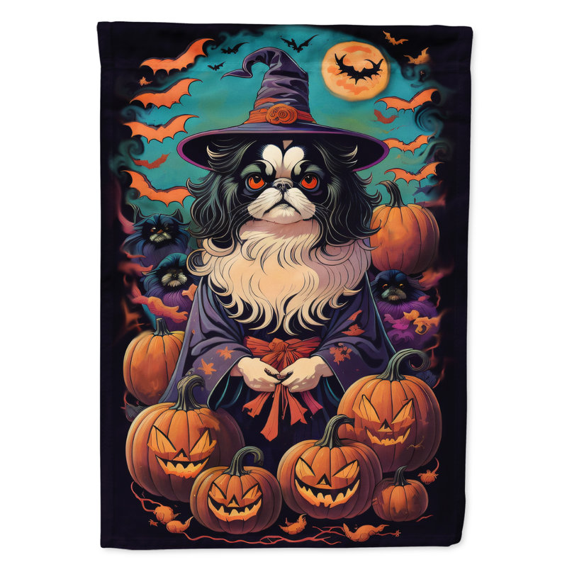 Drapeau japonais de la maison d'Halloween Chin Witchy, 40 po x 28 po