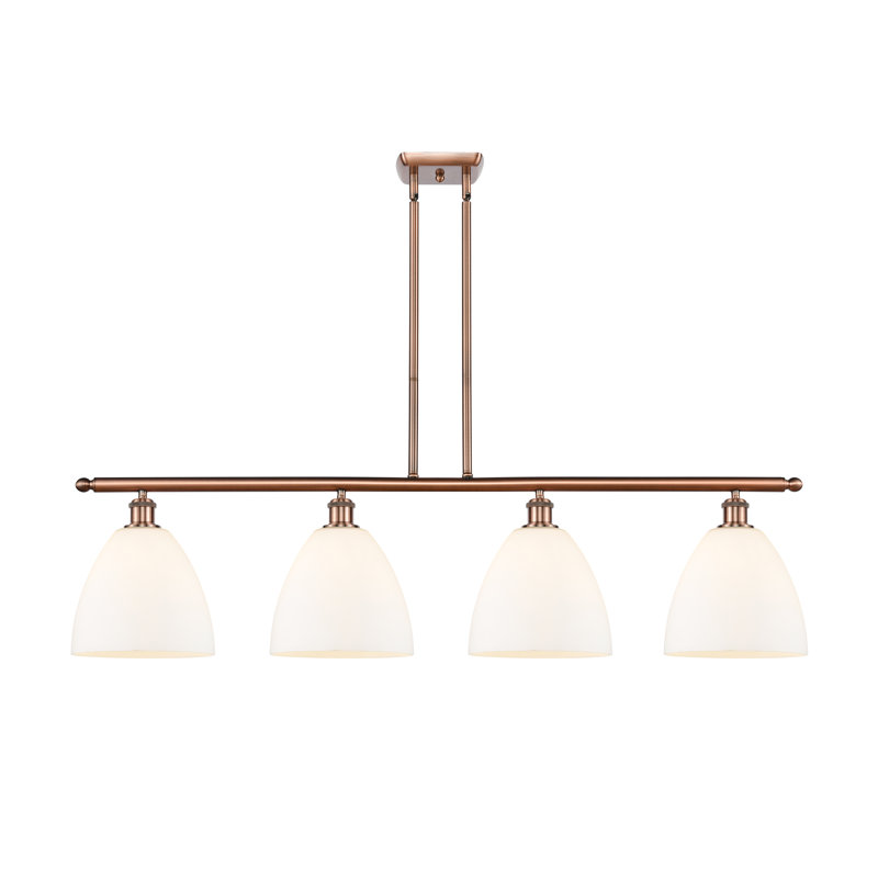 Angenetta 4 - Light Kitchen Island Pendant, Matte White, 45.75" H x 48" W x 9" D, Antique Copper