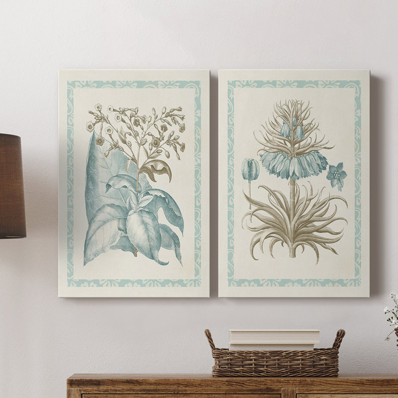 Toile tendue avec châssis «Willow» bleu Besler I-Premium - prête à être accrochée