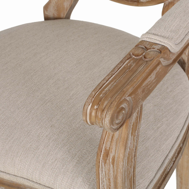 Chaise avec accoudoirs en tissu capitonné Pocklington, Beige