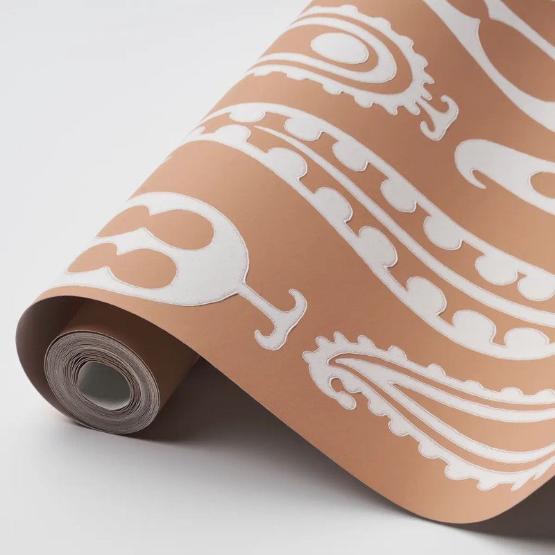 Papier peint Schumacher x Drusus Tabor Paisley Peas, Terre cuite