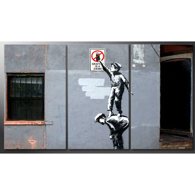 Banksy - 3 Piece Print on Canvas