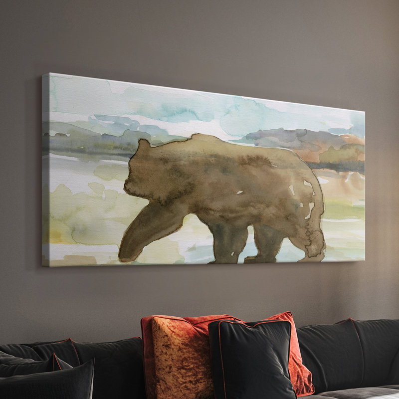 Mountain Bear - Toile tendue avec châssis - Prêt à accrocher, H 20 po x l 40 po