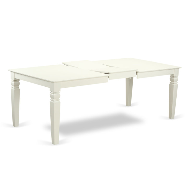 5 Piece Modern Dining Table Set Includes a Rectangle Wooden Table with Butterfly Leaf and 4 Dining Chairs, Linen White