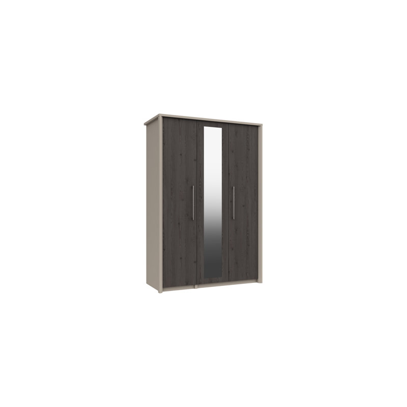Wyman 3 Door Manufactured Wood Wardrobe, Fired Earth/Anthracite Larch