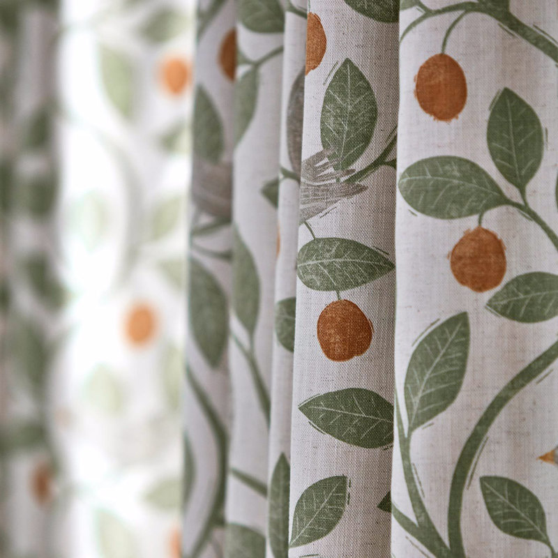 Damson Tree Fabric, Brick/Fennel
