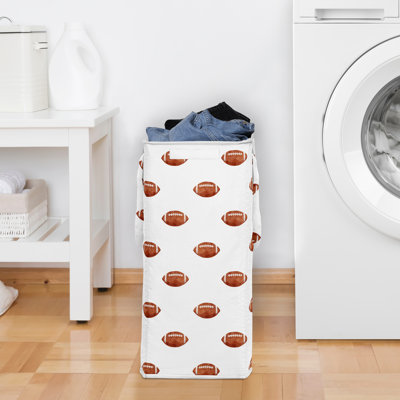 Watercolor Sports Theme Football Print Foldable Laundry Hamper with Handles by Sweet Jojo Designs