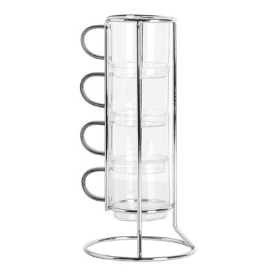 Gibson Soho Lounge 4-Piece Glass Espresso Set W/Rack