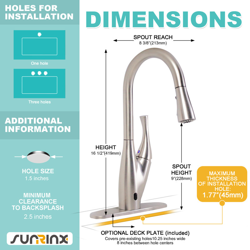 Robinet de cuisine rétractable à double capteur, robinet de cuisine sans contact avec pulvérisateur rétractable, robinet de cuisine actif à capteur infrarouge et capteur infrarouge