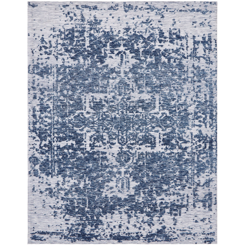 Tapis oriental bleu / ivoire touffeté Oriental, Rectangle 5 pi 6 po x 8 pi 6 po