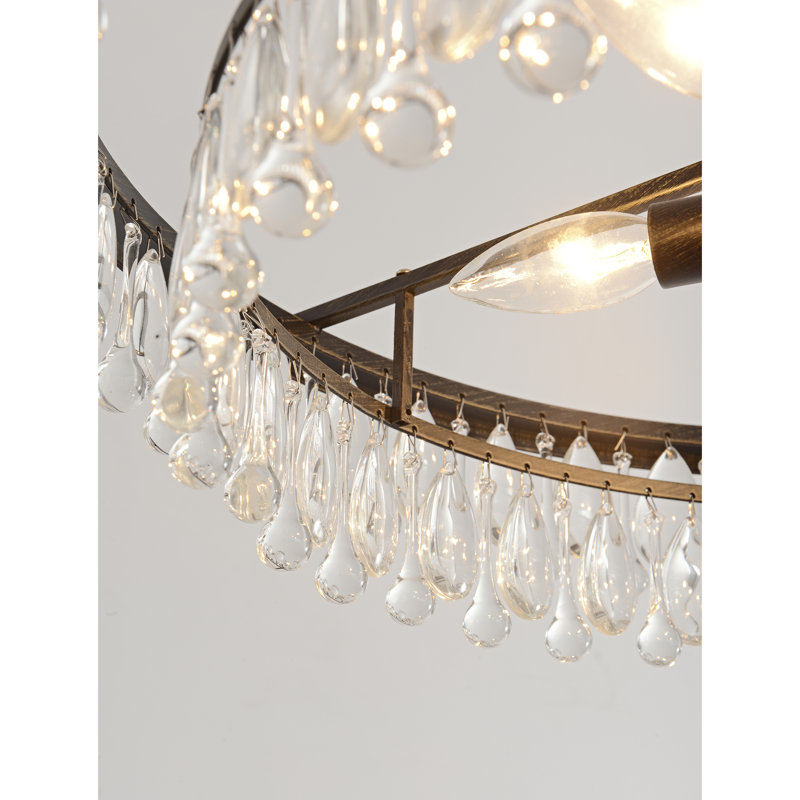 Kloie 6-Light  24" Antique Black Finish Crystal Chandelier