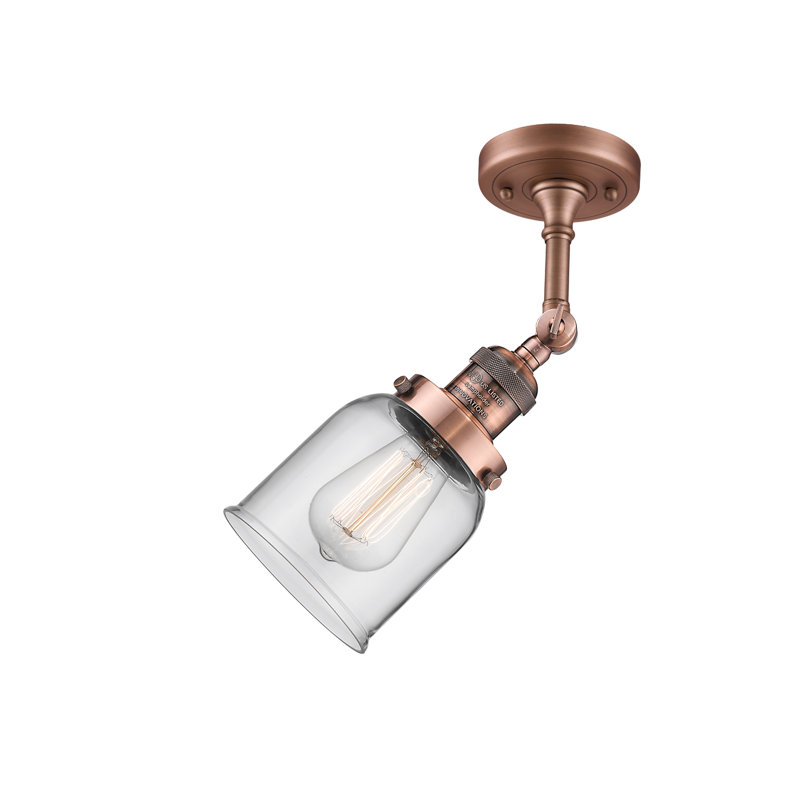 Armed Sconce, 10" H x 5" W, Clear, Antique Copper