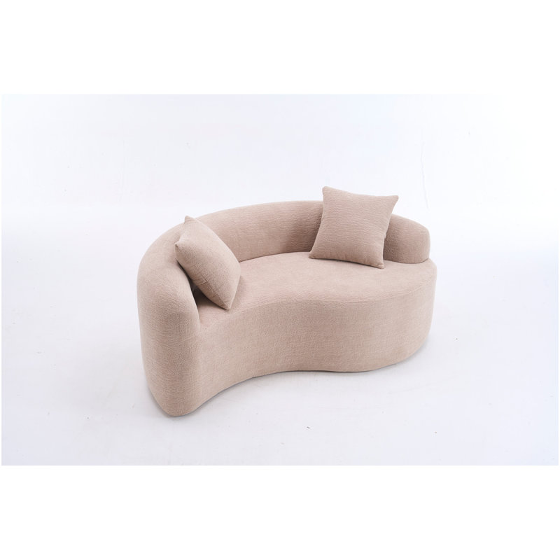 Canapé modulaire courbé en S en chenille: double profondeur (21,3 po 26,8 po), beige, sans assemblage, compact pour les petits espaces, 400 lb, L 66,9 po