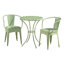 Ensemble bistro en métal 3 pièces, extérieur, résistant à l'eau, en fer, comprenant une table et des chaises hautes d'assise de 61,5 cm (24,24 po), profondeur d'assise de 41,3 cm (16,25 po), revêtement en poudre, 76,2 cm x 45,7 cm (30 po x 18 po).