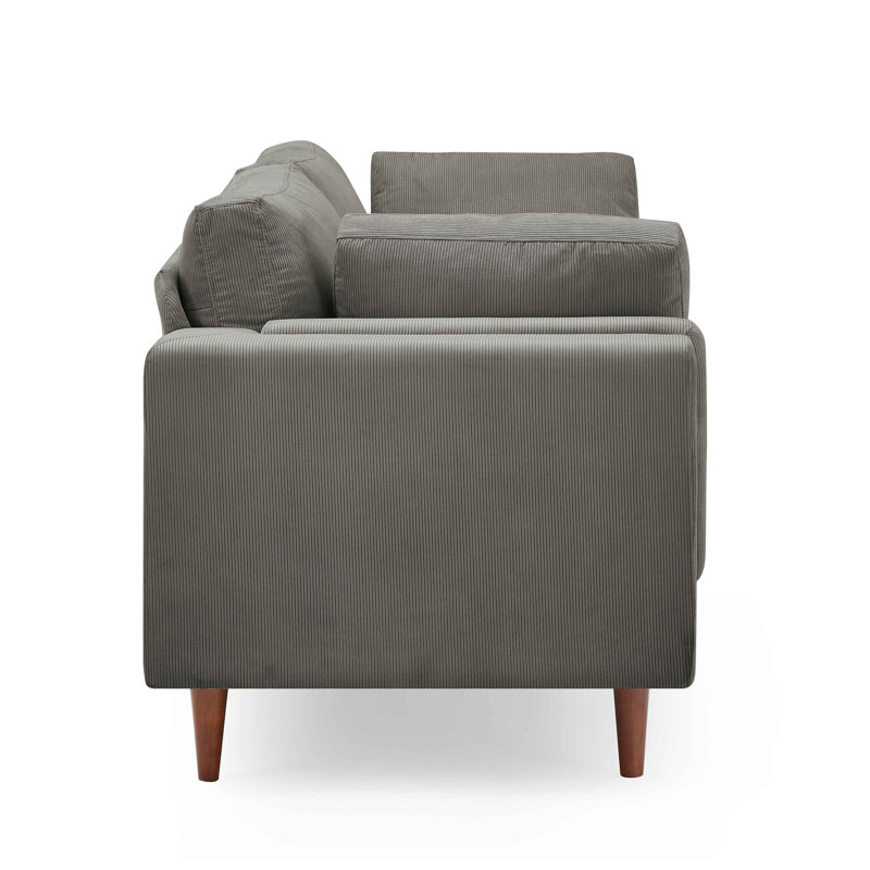 Kraz MINIMORE Modern Style 85'' Square Arm Sofa, Gray Corduroy