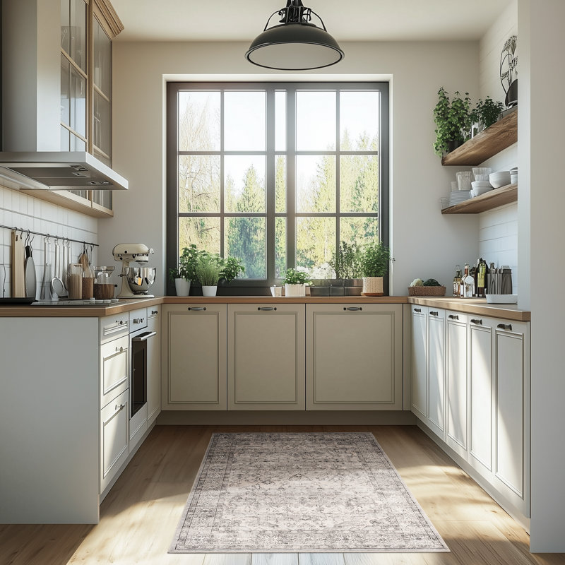 Redenhalk Area Rug NaturalGrey, Machine Washable Rug,Soft Accent Rugs,Non-Slip Non-Shedding Low-Pile Floor Carpet